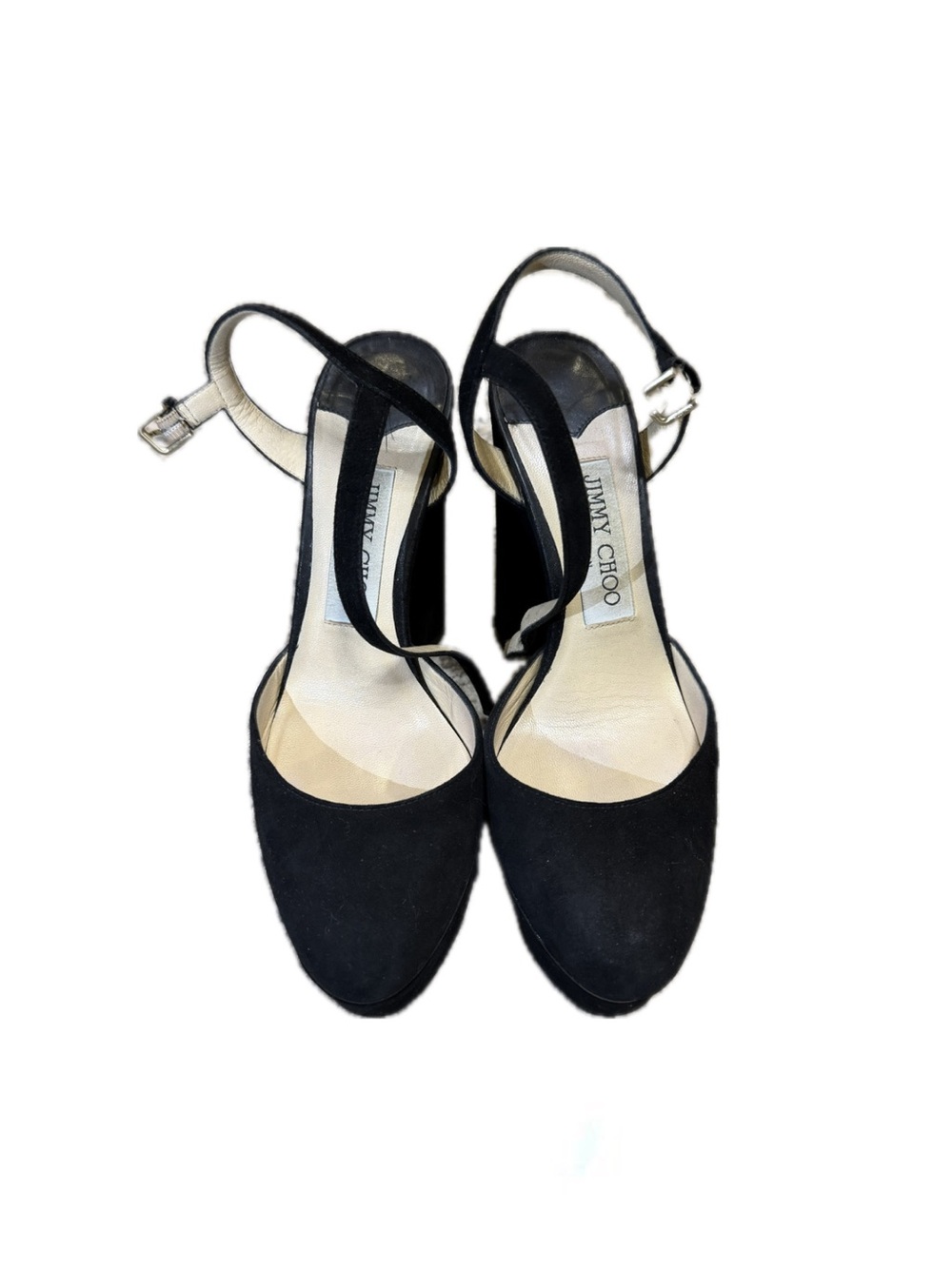 Jimmy Choo Black Suede Strappy Platform Heels